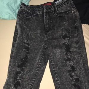 Guess black faded ripped skinny jeans